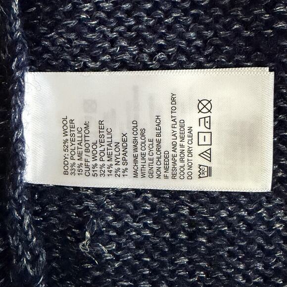 NWT Tommy Bahama Shimmer Balloon Sleeve Island Navy Blue Wool Blend Sweater - Picture 5 of 5